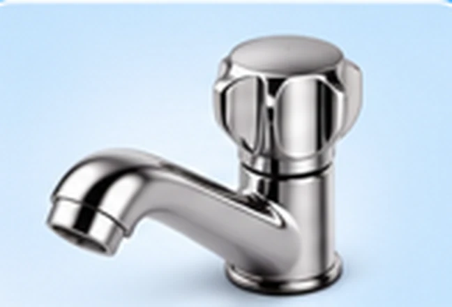 Chrome water tap fitted in portable toilet